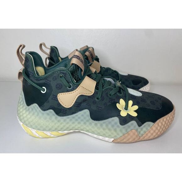NWT ADIDAS SNEAKERS KIDS 4.5 HARDEN VOL 6 BASKETBALL SHOES GREEN OXIDE GV7058 - Picture 1 of 15